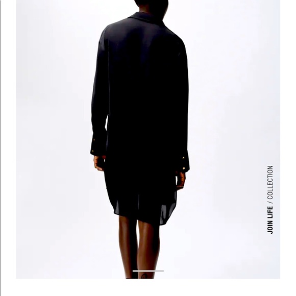 NWT Zara Long Sateen Shirt - Picture 4 of 7